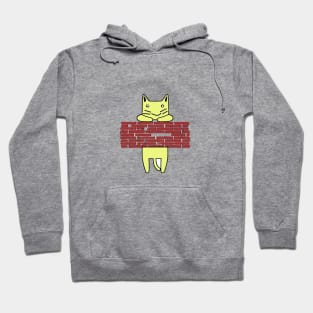 Yellow cat peeking wall Hoodie